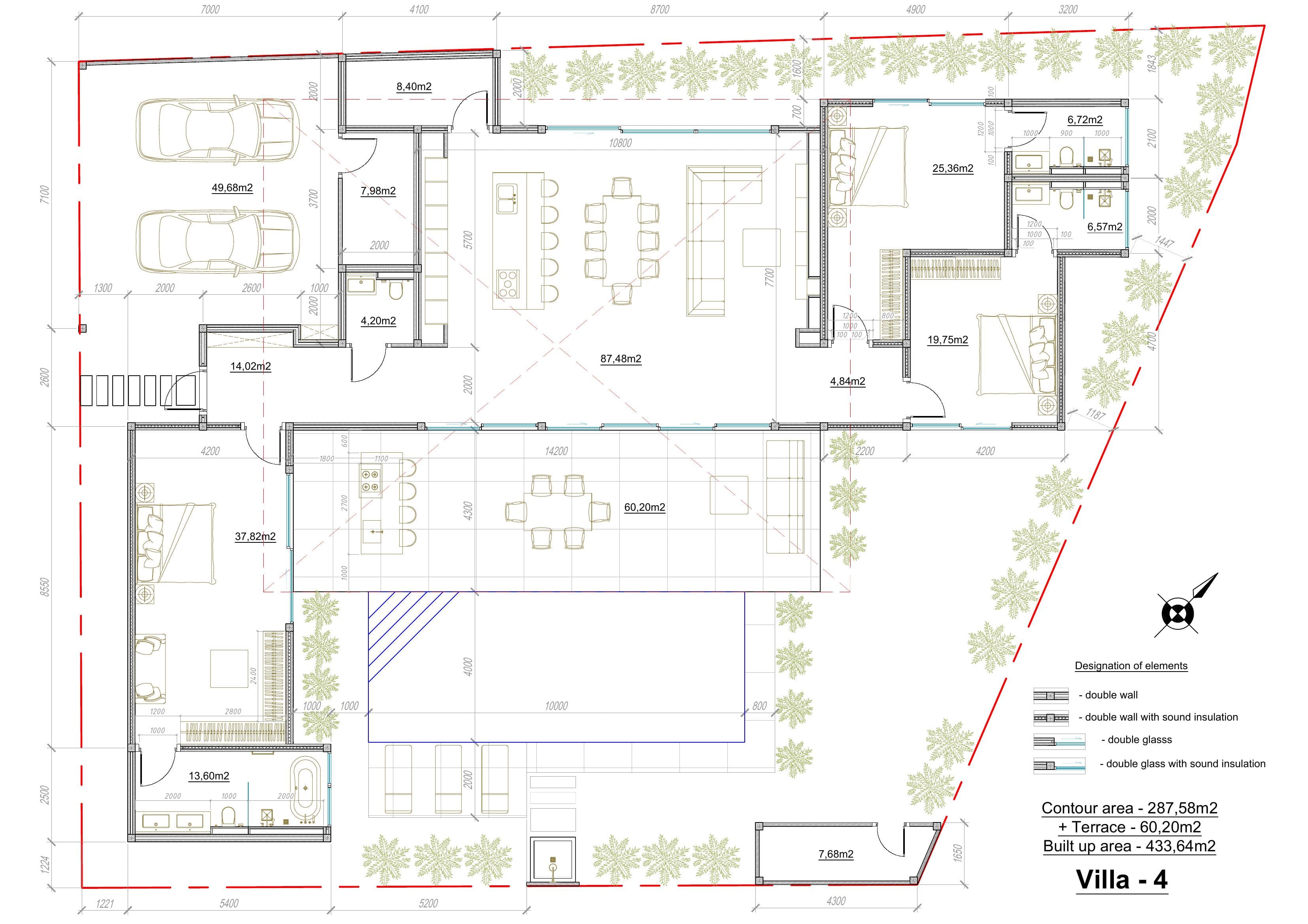 3-Bedroom + Office Villa layout