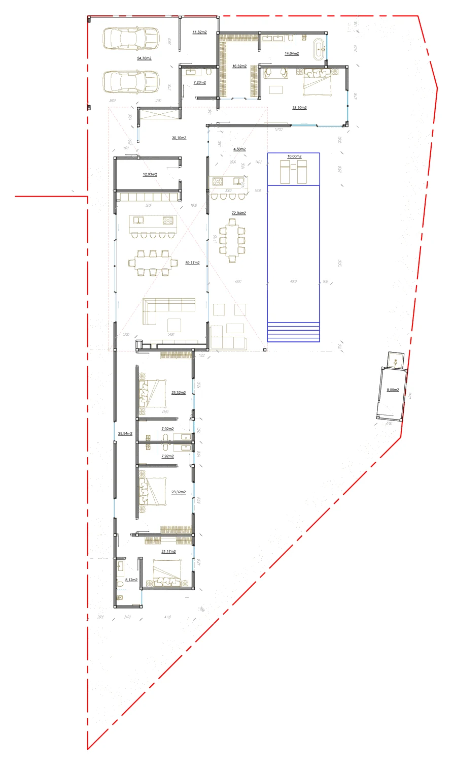Villa 10 floor plan: four bedrooms on one level